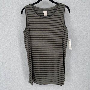 Chicos Zenergy Soft Essentials Tank Size 8/10 Olive Green Black Soft Stretch NEW